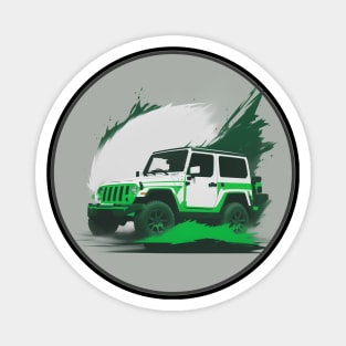 Jeep Vehicle White Green Design Magnet